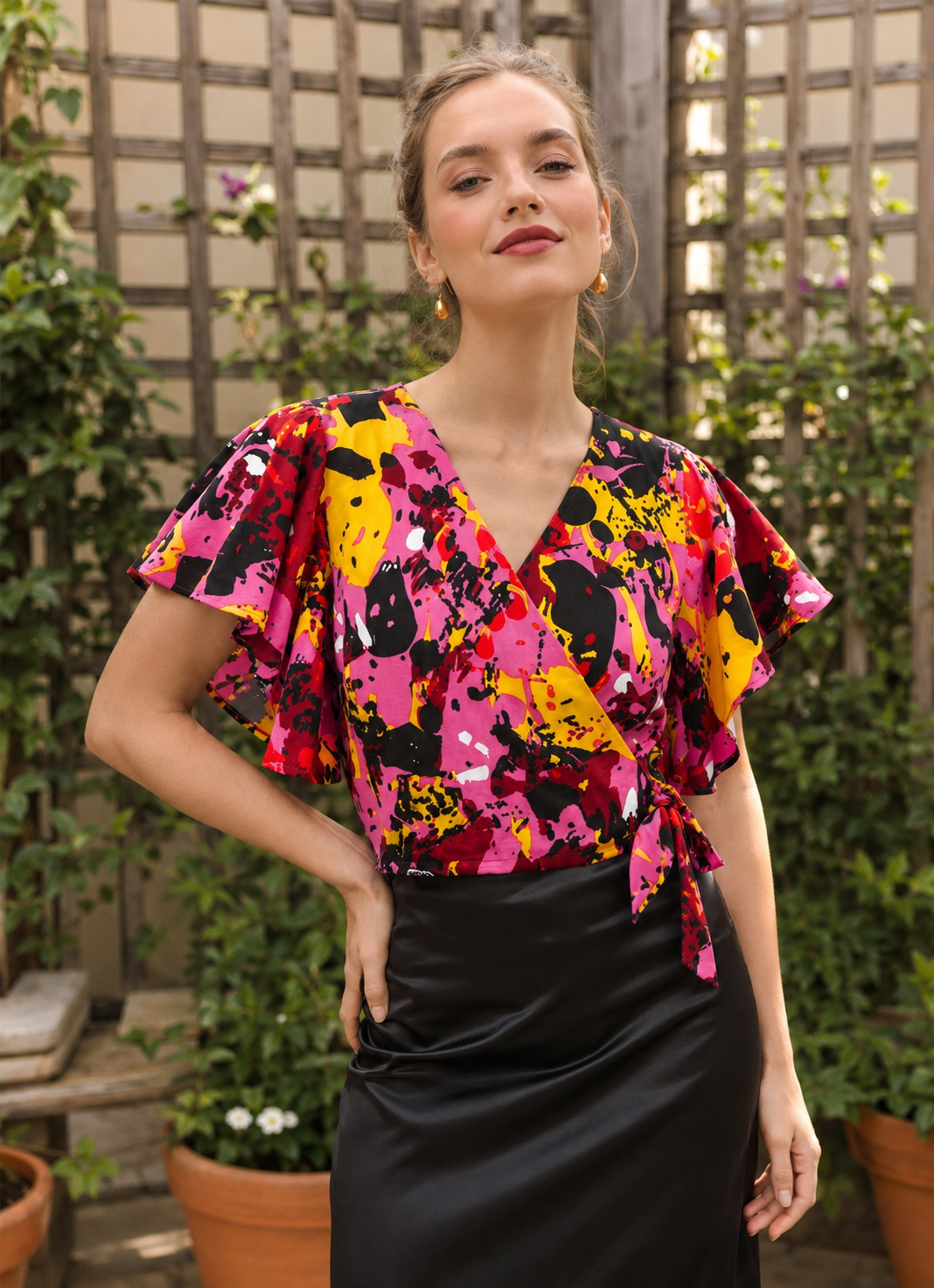 Blusa envolvente Pader - Manga vuelos
