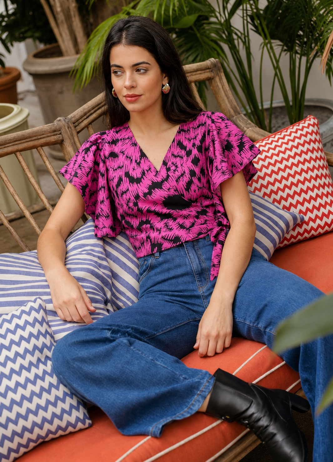 Blusa envolvente Mbarara - Manga vuelos