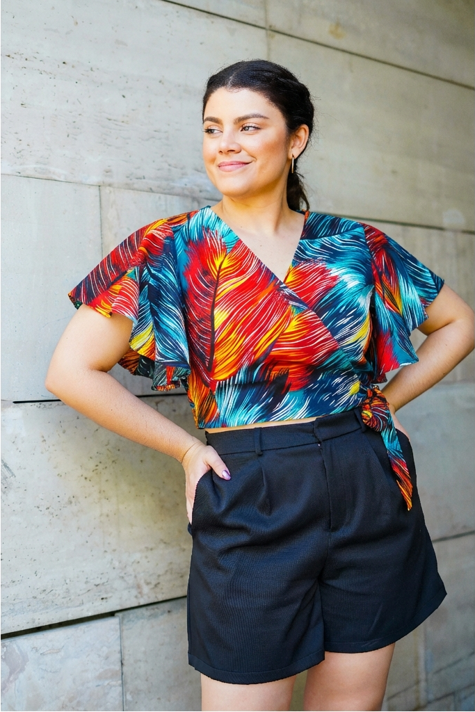 Blusa envolvente Moroto - Manga vuelos