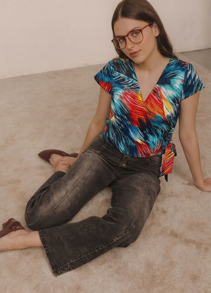 Blusa envolvente Moroto - manga corta